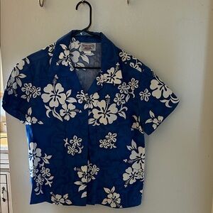 Women's Blue Floral Button Down Shirt